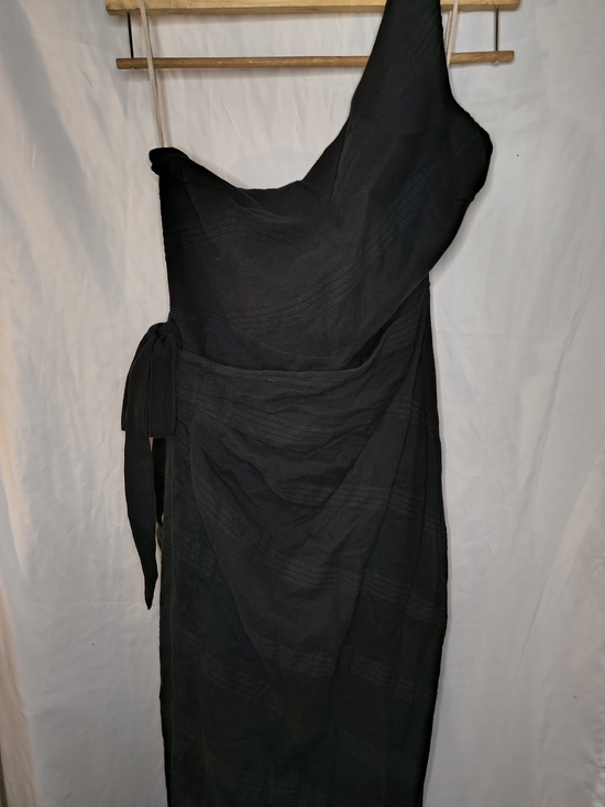 Free People Dresses & Skirts - Free People One-Shoulder Black Wrap Dress with Side Tie